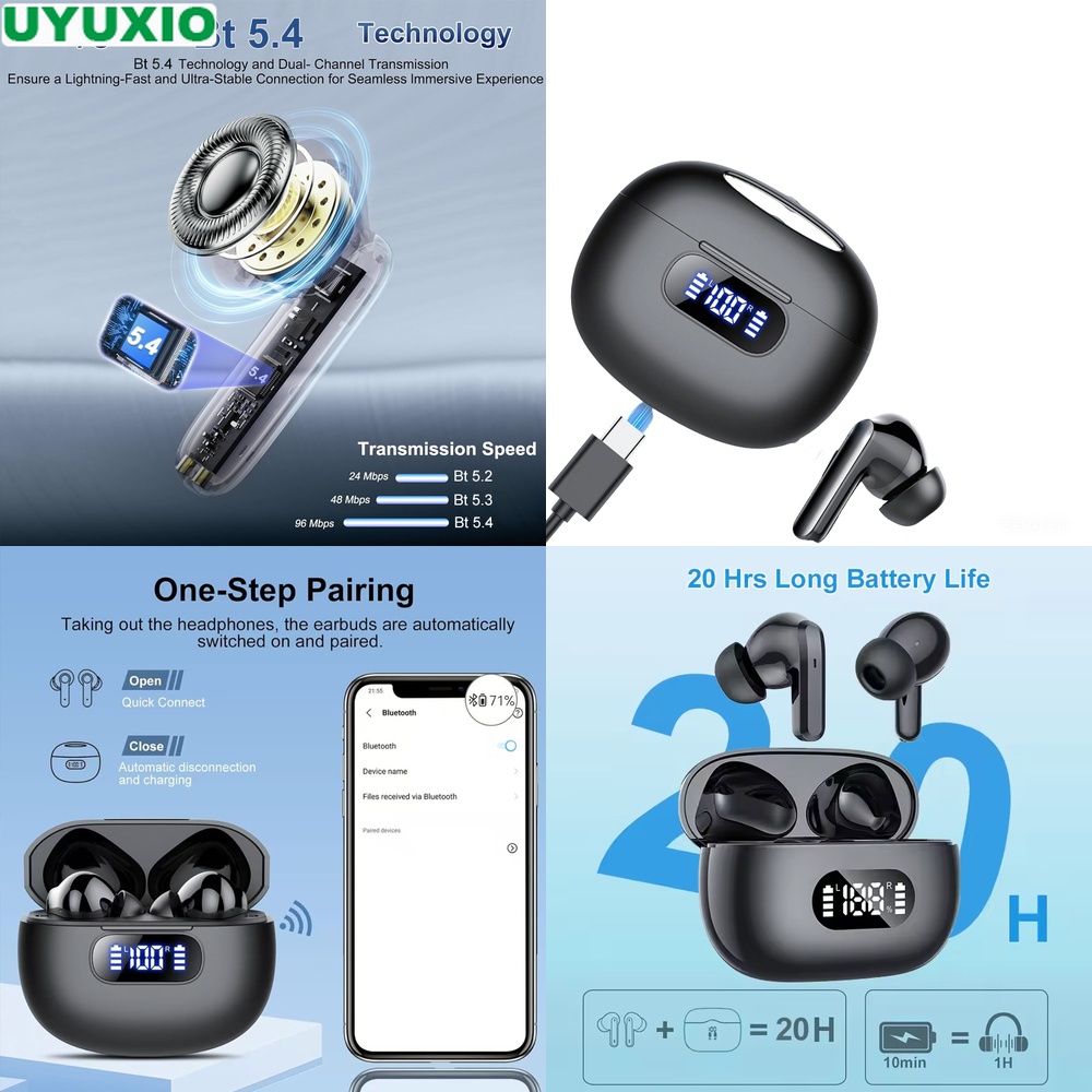 Bone Conduction Running Headphones - HiFi Stereo Wireless Earbuds with LED