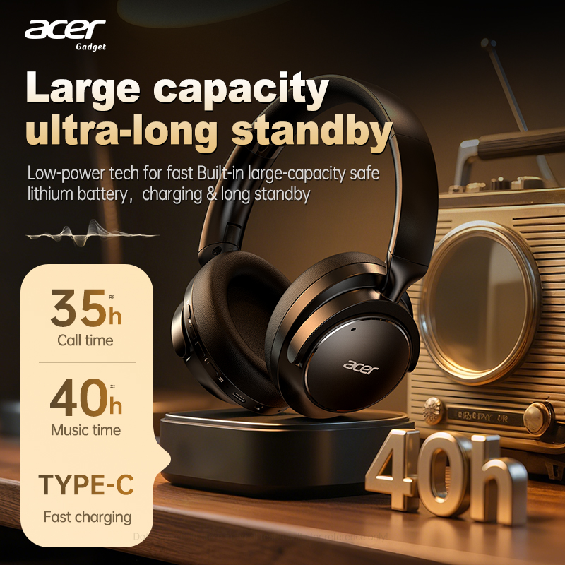 Acer Ohr560 Over-Ear Wireless  - Anc Wireless Over Ear Headphones ulasan dan harga