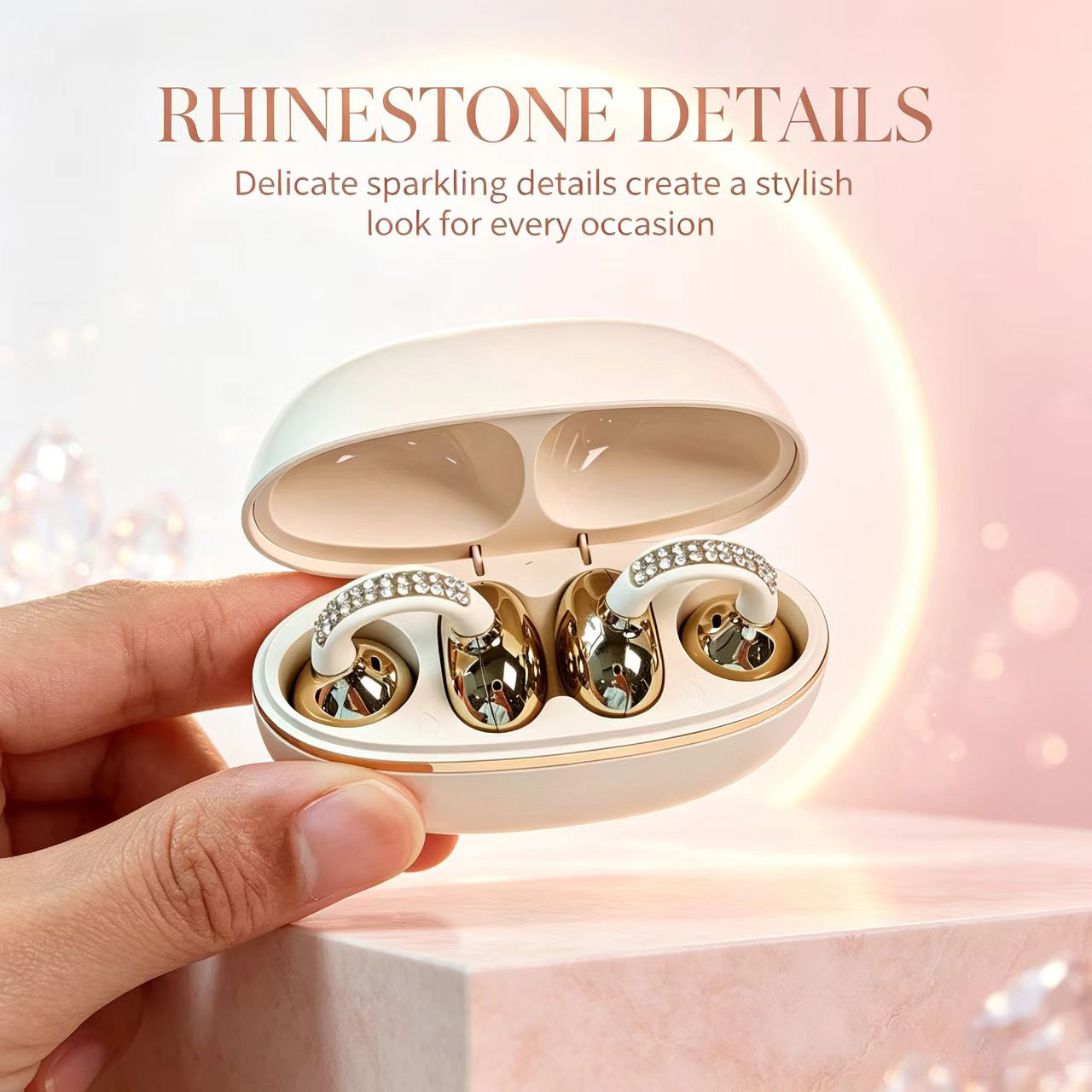 Rhinestone Open Ear Clip Wirel - Sleep Mask Headphones Bluetooth ulasan dan harga