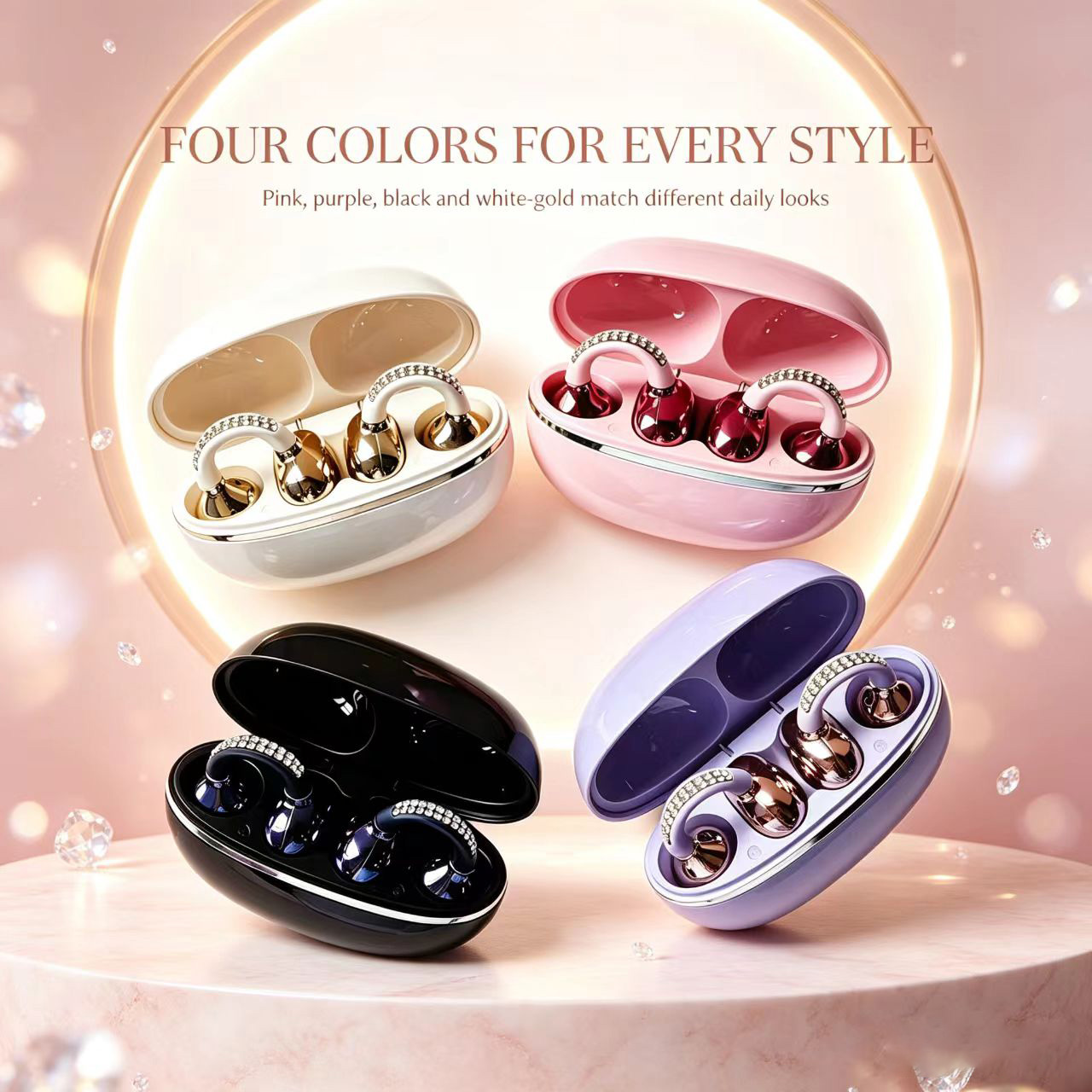 Rhinestone Open Ear Clip Wirel - Sleep Mask Headphones Bluetooth ulasan dan harga