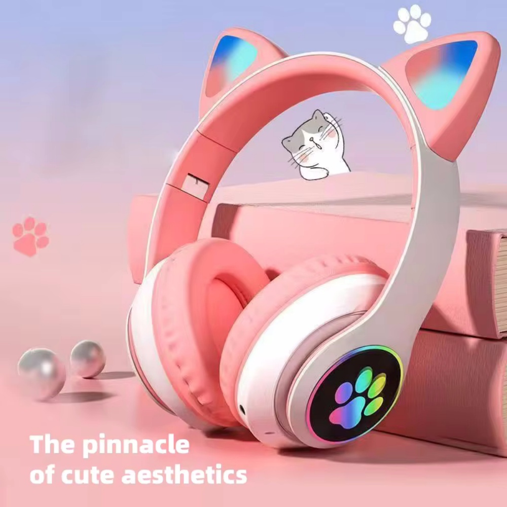 Foldable Wireless Bluetooth He - Cat Ear Bluetooth Headset Led ulasan dan harga