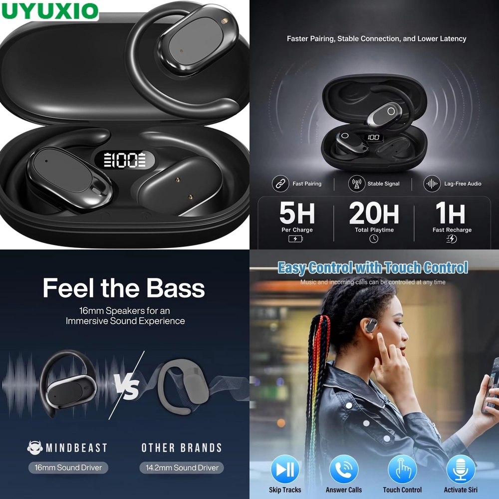 Open Ear Earbuds and Wireless  - Bone Conduction Running Headphones ulasan dan harga