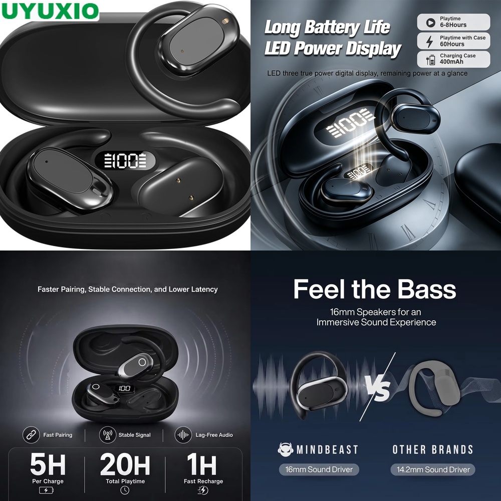 Open Ear Earphones and Wireles - Bone Conduction Running Headphones ulasan dan harga